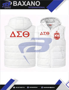 Delta |   Sigma |   Chaleco de punto Theta DST Sorority con bordado personalizado de letras griegas, chaqueta blanca con capucha transpirable para hombre y mujer - Product Image 6