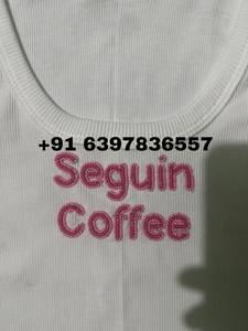 Camiseta sin mangas de algodón acanalado blanco con bordado personalizado diseño Seguin Coffee para niñas, ropa casual infantil - Product Image 2
