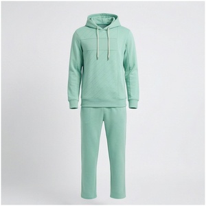 Conjunto Deportivo con Capucha para Hombre, Color Verde Menta, Manga Larga, Color Sólido, Transpirable, Informal, para Otoño, Corte Regular, con Bolsillos Laterales - Product Image 1