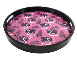 Plateau rond en bois Meena fait main, design Meenakari, durable, classique, plateau de mariage - H a CRAFT Modèle HAC-1215 - Product Image 5