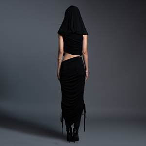 Custom Size Women's <b>Skirts</b> Waist Logo Position Black Straight <b>Skirt</b> Vietnam ODM Knitted Shimmering <b>Jersey</b> Stretchy <b>Skirt</b> - Product Image 5