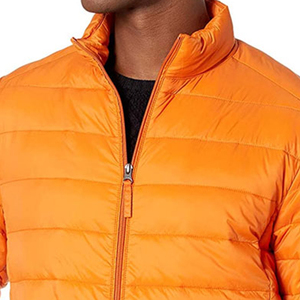 Blouson d'hiver matelassé personnalisé couleur unie, chaud et gonflant, avec col montant et fermeture éclair, vente en gros - Product Image 5