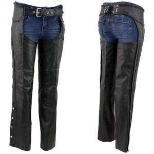 Chaps de moto classiques noirs en cuir premium pour femmes 2025 – Protection 22 pouces pour la course automobile - Product Image 2