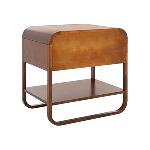 Mesa de Noche de Madera Maciza con Cajón de Ratán, Mesa Auxiliar para Dormitorio, Hotel y Apartamento - Product Image 3