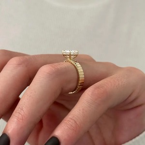 Bague solitaire en or jaune 18 carats avec diamant de laboratoire taille Asscher, ajustement parfait 3,5 mm, pour fiançailles et mariage - Product Image 5