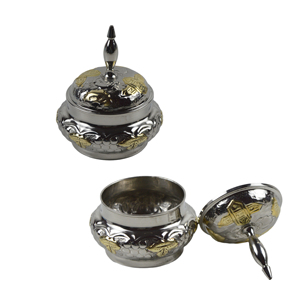 Factory Best Quality Brass Dallah Pots Shiny Silver Colored Finishing Simple Design Cookies Pot for <b>Kitchen</b> <b>Storage</b> - Product Image 4