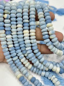 Collar de Cuentas de Piedras Preciosas, Ópalo Azul Natural AAA, Cuentas Facetadas en Forma de Rondelle de 8 mm, Hilo de 8 Pulgadas - Product Image 3