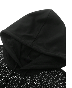 Sudadera con capucha térmica extragrande unisex de alta calidad, personalizada, moderna, con pedrería negra bordada y cremallera completa, 2 piezas - Product Image 2