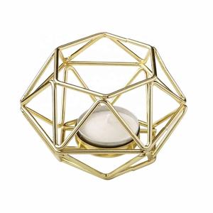 Bougeoir géométrique en or moderne de haute qualité ensemble de 2 bougeoirs votifs bougeoir géométrique en métal pour décor de mariage - Product Image 6