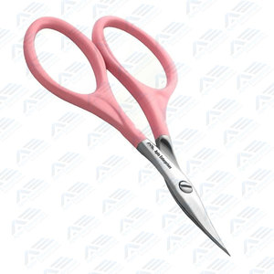 Ciseaux à cuticules pour ongles avec pointe incurvée en acier inoxydable avec poignée de couleur rose Outil de beauté et de manucure portable élégant pour les sourcils - Product Image 4