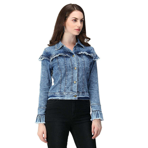 Best Selling Women <b>Denim</b> <b>Jacket</b> Stylish Casual <b>Denim</b> Fashion Wear with Personalized Branding Factory Direct Manufacturing - Product Image 4