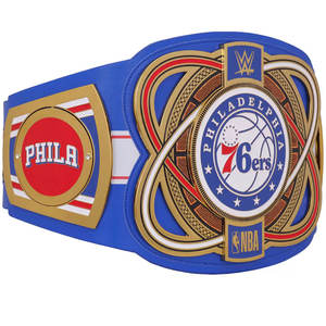 เข็มขัดแชมป์บาสเกตบอลฟิลาเดลเฟียสสีน้ำเงินแดงแบบกำหนดเอง – เข็มขัดรางวัลสำหรับผู้ใหญ่พร้อมแผ่นโลหะหนัก - Product Image 3