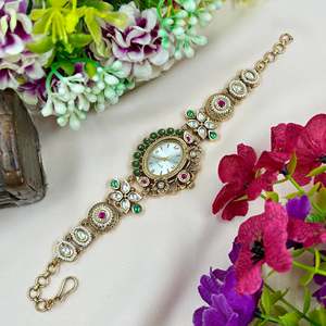 Indian Ethnic Artificial Jewellery Komal Heritage Watch Adjustable Brass - Product Image 2