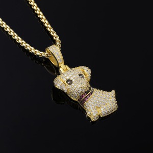 Pendentif personnalisé Hip Hop tendance en argent sterling 925 plaqué or, motif chien, fabriqué en usine de bijoux - Product Image 5