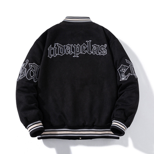 <b>Men's</b> Cream Varsity <b>Jacket</b> Regular Fit Polyester Cotton Embroidered <b>Letter</b> Pattern Button Closure Casual Autumn Wear - Product Image 6