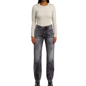 Jeans en denim pour femmes, coupe classique, respirant, broderie mignonne, taille mi-haute, bas décontractés de style urbain, vente en gros OEM ODM - Product Image 3