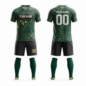 Conjunto de Camiseta de Fútbol Sublimada Personalizada, Estampado Geométrico Rojo, Cuello en V, Manga Corta, Secado Rápido, Uniforme de Poliéster para Adultos Unisex, Todas las Temporadas - Product Image 2
