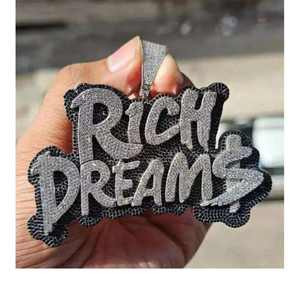 Colgante de Letra de Plata con Moissanita Rich Dreams, Joyería Personalizada con Incrustaciones, Estilo Casual/Deportivo, Brillante, Chapado en Oro, de Terceros - Product Image 1