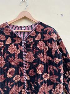 Veste décontractée unisexe en coton matelassé, imprimé floral réversible, en velours, faite à la main, style indien, coupe régulière, écologique et respirante - Product Image 2