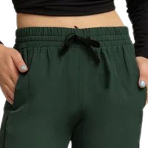 Women's Forest Green Wide Leg Drawstring Pants High Waist Relaxed Casual <b>Trousers</b> with Elastic Waistband Lightweight Everyday - Product Image 2