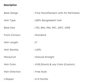 Toupee para Hombre Golden Hair Int, Cabello Remy Indio 100% Virgen, Base Mono, Liso, Densidad Media-Ligera, Encaje Invisible, Nudos Centrales - Product Image 5