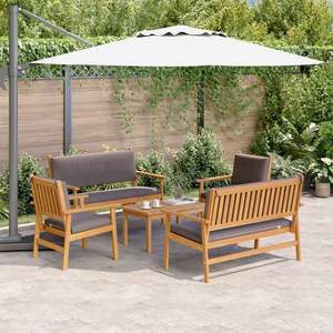 5-Piece Brown Solid Acacia Wood Garden <b>Sofa</b> <b>Set</b> - Product Image 1