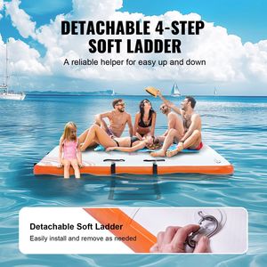 Plateforme flottante gonflable antidérapante 8 x 6 pieds avec échelle portable détachable de 6 pieds pour installations aquatiques de loisirs - Product Image 5