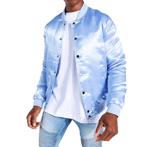 Chaqueta Bomber de Satén Personalizada con Cuello Alto Bordado, Estilo Vintage Letterman Varsity de Béisbol para Hombre - Product Image 1