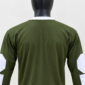 OEM Men's Long Sleeve O-Neck <b>T</b>-<b>Shirt</b> <b>Olive</b> <b>Green</b> Color Block Pattern Regular Fit Sporty Top Polyester/Cotton Eco-Friendly Quick - Product Image 4