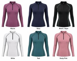 เสื้อแขนยาวสำหรับผู้หญิง สีม่วงสุดฮิต พร้อมซิปและขอบสีดำ แห้งเร็ว เหมาะสำหรับกิจกรรมกลางแจ้ง - Product Image 6