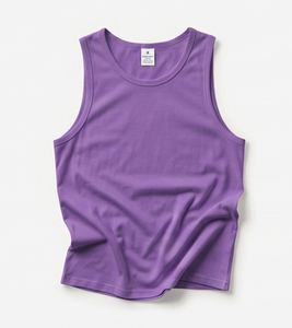 Men's <b>Purple</b> Sleeveless <b>Tank</b> <b>Top</b> O-Neck Solid Color Knitted Casual Wear - Product Image 5