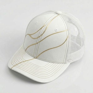 Casquette Trucker en Toile Brodé Or Blanc à 6 Panneaux, Unisexe, Réglable, pour Extérieur, Plage, Mode, Toutes Saisons, Décontractée, Personnalisable - Product Image 2