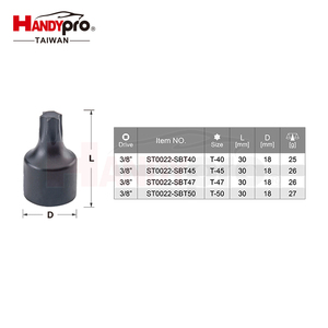 HANDYPRO T40 T45 T50 Torx Impact Bit Socket Set Black 3/8 Inch Drive SNCM-V Steel <b>Vehicle</b> <b>Tools</b> Auto Repair - Product Image 2