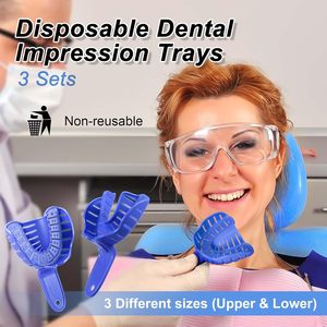 Juego Profesional de 6 Bandejas de Impresión Dental de Plástico |   Kit de Bandejas de Plástico Rígido Perforadas de 3 Tamaños Mixtos, Superior e Inferior (Azul) - Product Image 6