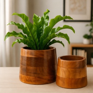 Nuevo Juego de Macetas de Madera de Diseño Moderno, Hechas a Mano con Madera de Mango Sostenible, para Interiores, Escritorio y Sala de Estar - Product Image 5