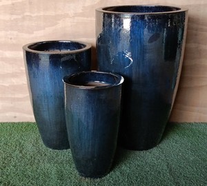 [Jason] Ensemble de 3 pots en céramique carrés arrondis en glaçure turquoise - Poterie vietnamienne - Pots de jardin artisanaux pour l'intérieur et l'extérieur - Product Image 5