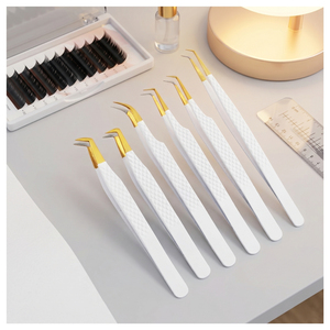 Handmade Eyelash Extension Tweezer fiber tip <b>Lash</b> Tweezer <b>Kit</b> stainless steel 90 degree Volume Fan Tweezers <b>Lash</b> Technician Tool - Product Image 1