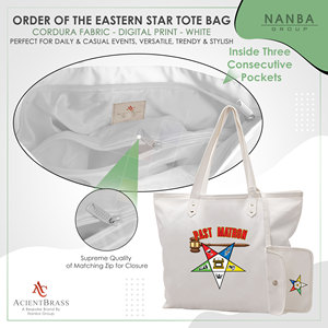 Bolso Tote de la Antigua Matrona de la Estrella Blanca del Este (OES) |   Bolsa de Mano Bordada con Cierre de Cremallera Impermeable Hecha a Medida - Product Image 5
