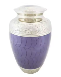 Purple Jar Urn with Silver Floral Band Classical Pet <b>Memorial</b> Keepsake <b>Vase</b> Durable Cremation Container - Product Image 1