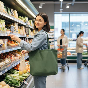 Bolsa de Compras de Lona de Algodón con Estampado Personalizado Ecológico, Tamaño Mediano, con Asa Larga y Correa para el Hombro, en Oferta - Product Image 2