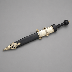 Épée courte Dark Hammer Art de style viking, inspirée de la Pompei romaine, avec fourreau en bois, finitions en cuir et en laiton. - Product Image 3