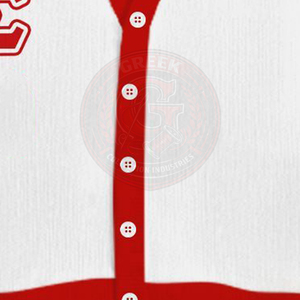 Cardigan Sorority Delta blanc et rouge contrastant, broderie de lettres grecques DST, en molleton de coton tricoté, à manches longues et col en V, pour femme - Product Image 3