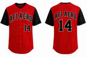 Maillot de baseball rouge et noir à rayures fines, 14, manches courtes, boutons sur le devant, uniforme d'équipe personnalisé, coupe régulière pour adulte - Product Image 6