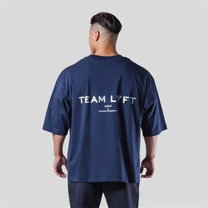 TEAM LYFT T-shirt en coton confortable pour hommes, avec logo imprimé en lettres argentées, col rond, manches courtes, M-3XL, t-shirts pour hommes - Product Image 4