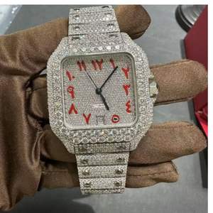 Reloj Antiguo de Moissanita Incolora Cultivada en Laboratorio de Alta Calidad, Estilo Empresarial Mecánico Automático, Oro Blanco de 40mm, Estilo Hip Hop Iced - Product Image 4