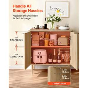 Meuble de bar à café à 2 niveaux en chêne de style mi-siècle, 31,5 x 14,7 x 31,5, table cannelée, buffet avec porte de grange pour salon, entrée, 2 emplacements - Product Image 4