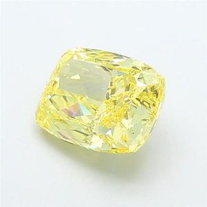 Diamant de laboratoire cultivé de haute qualité, certifié CVD, pour joaillerie fine, pierre précieuse non montée, jaune vif fantaisie, taille coussin, excellente coupe. - Product Image 2