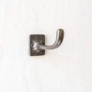 Vintage Silver Aluminium Wall Hook <b>Square</b> Base Single Prong Coat Hanger Rustic Antique Towel Robe <b>Key</b> Holder Hardware Flower - Product Image 1