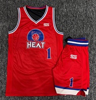 Seragam Basket Harga Terjangkau Set Merah Jersey Tanpa Lengan Celana Pendek Cetak Sublimasi Nomor 5 Pakaian Atletik Pria