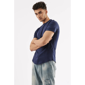Camiseta de Manga Corta para Hombre, Cuello Redondo, Azul Marino, Talla Grande, 100% Algodón, Ecológica, Lavada, Diseño Casual - Product Image 2